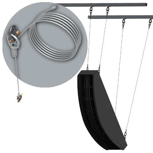 RK-4C ADJUSTABLE 4-POINT SUSPENSION SYSTEM, SILVER, STAINLESS STEEL AIRCRAFT CABLE